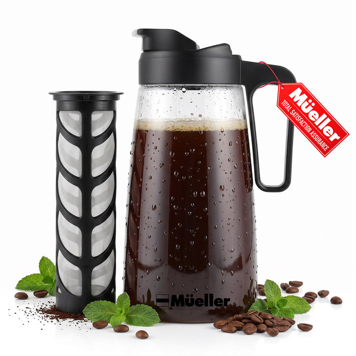 Mueller Cold Brew Coffee Maker presented on a white background. 