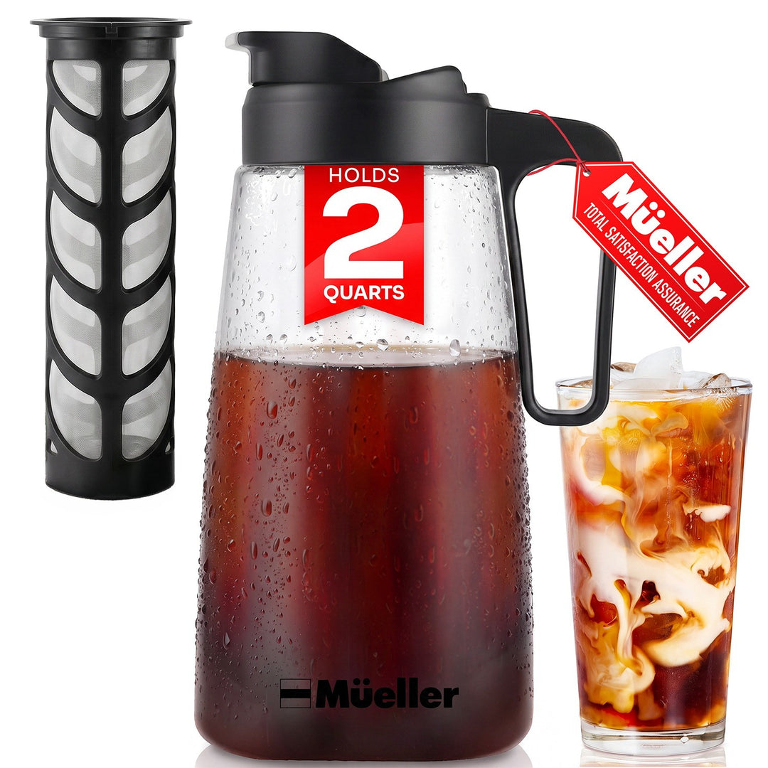 Mueller Cold Brew Coffee Maker presented on a white background. 