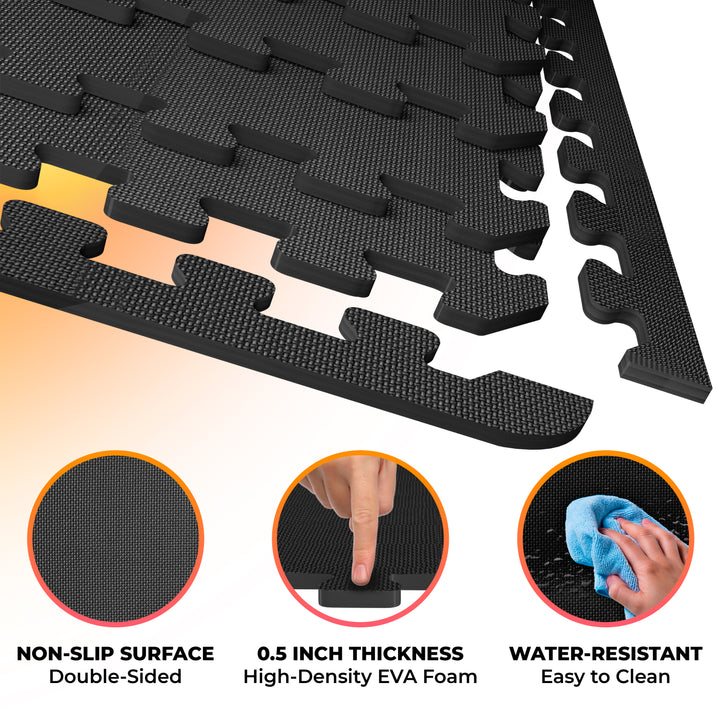 Interlocking Exercise Mat Set, 6 Piece Set