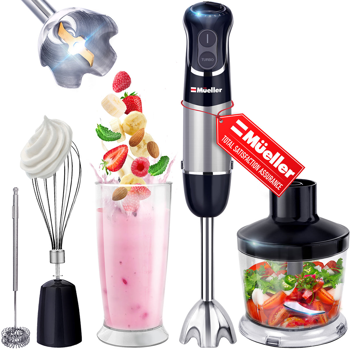 5-in-1 Immersion Blender with Chopper & Whisk | Mueller – Mueller Home