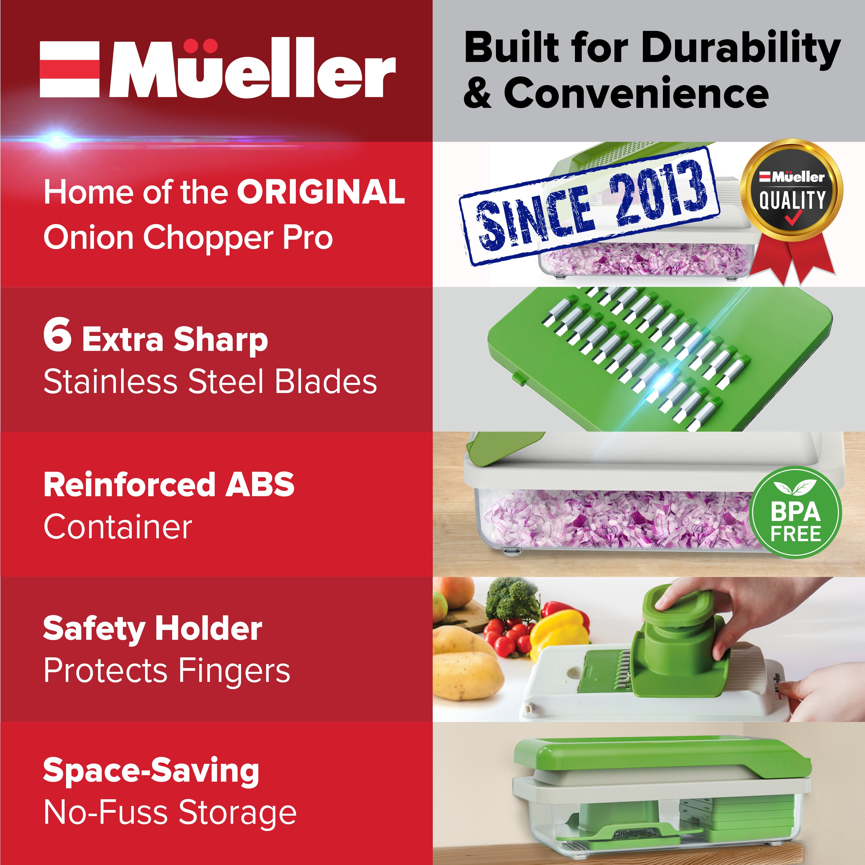 6 Blade Compact Vegetable Chopper with Container – Mueller Home