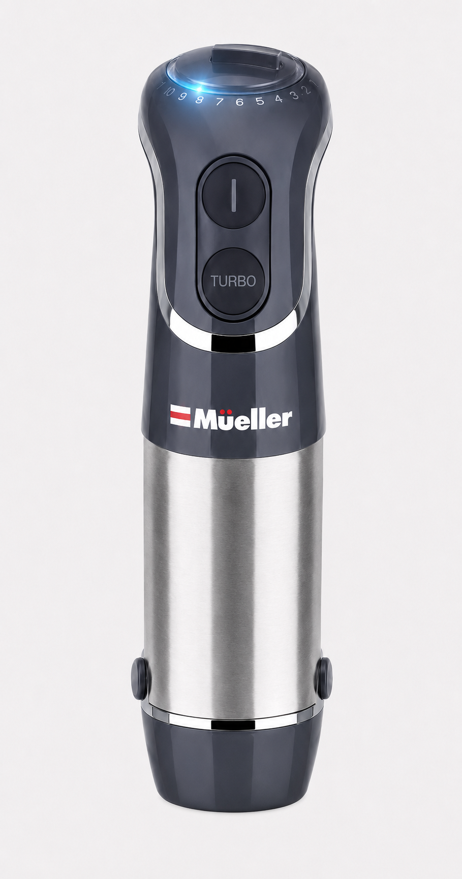 Mueller brand handheld device on a white background, no attachments, motor body only
