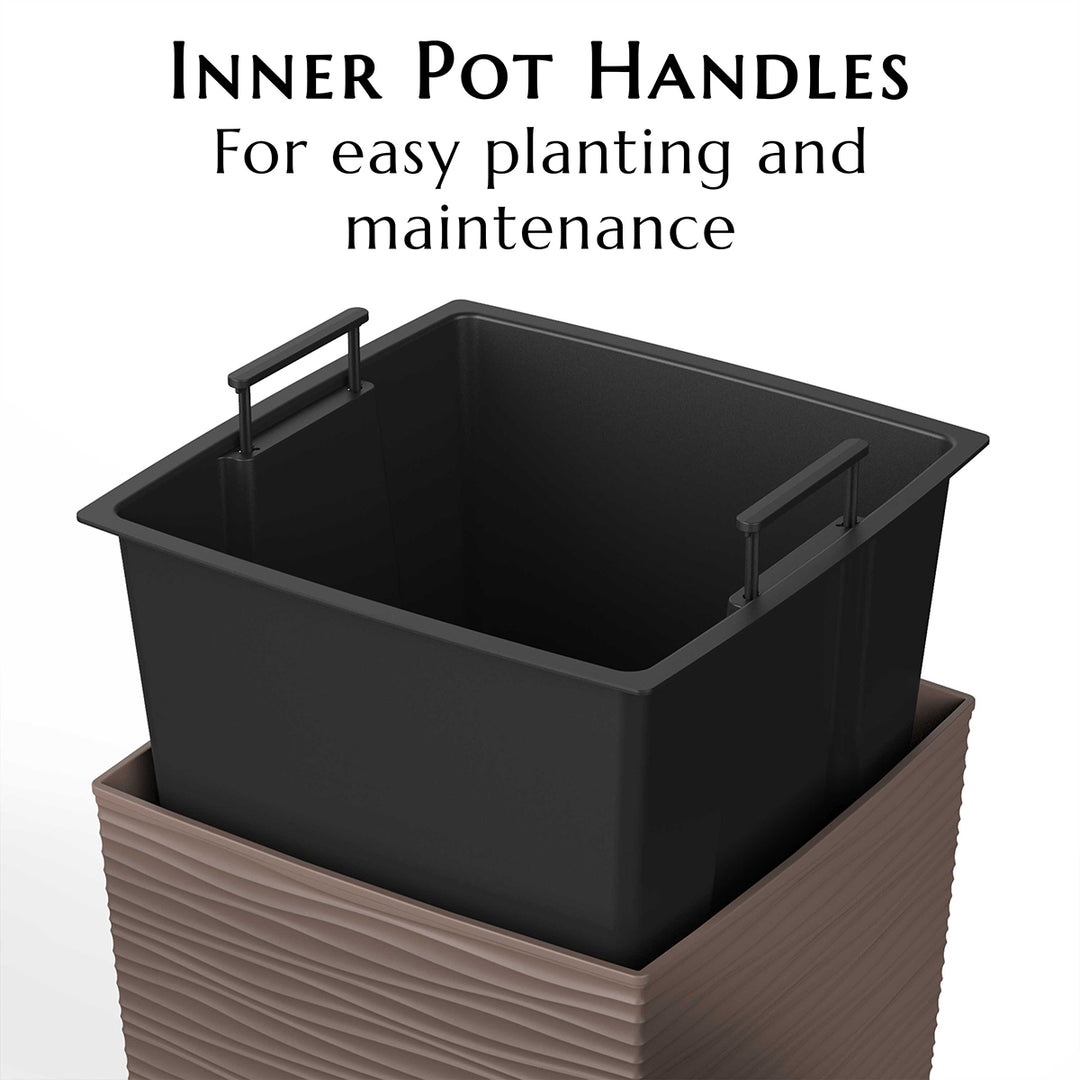 Black rectangular pot with handles on a white background