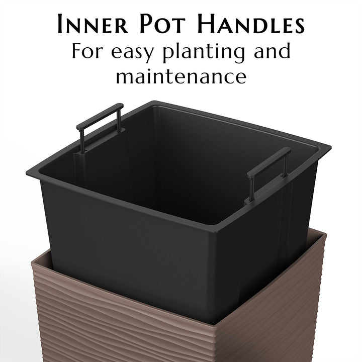 Black rectangular pot with handles on a white background