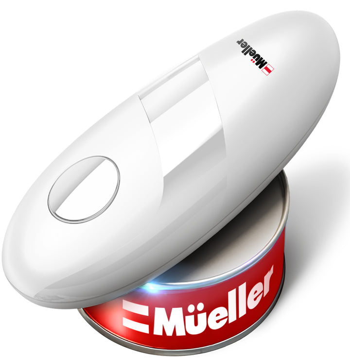 W can opener on a white background with 'Mueller branding.ite