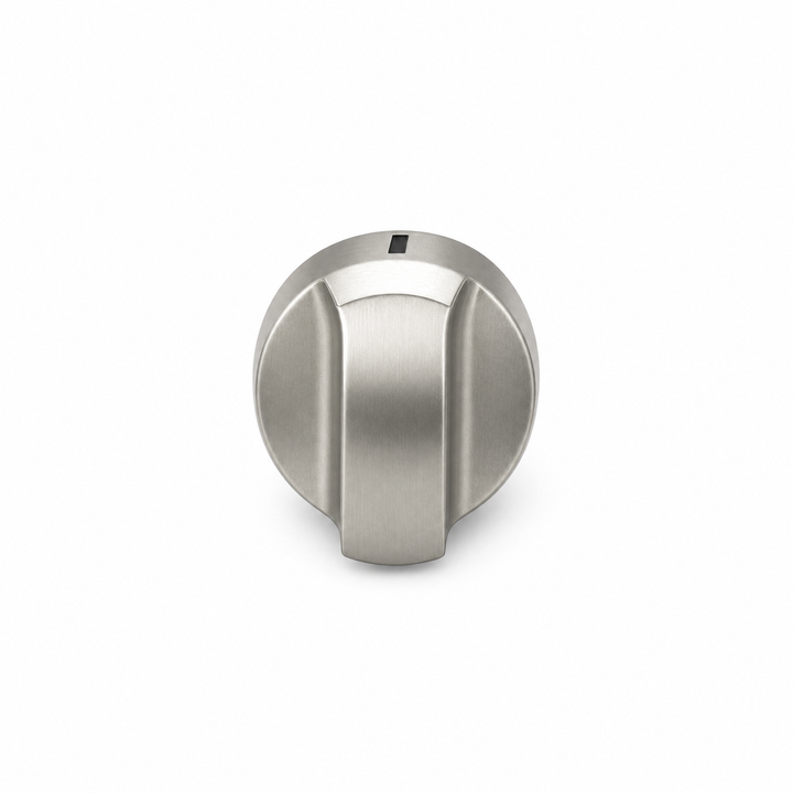 Stainless steel knob on a white background