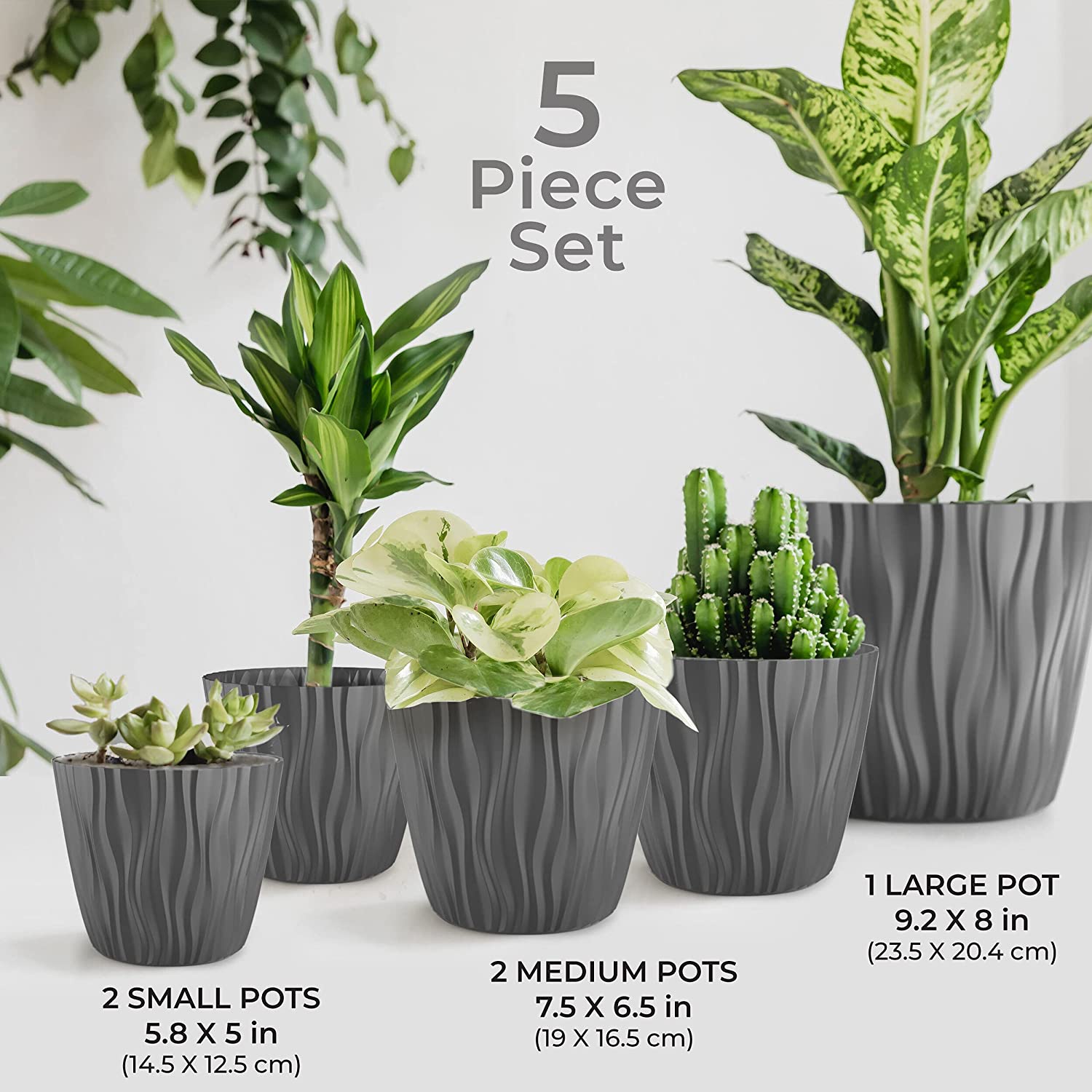 muellerhome_Decorative-Plant-and-Flower-Pots – Mixed-5-Piece-Gray-Set-5