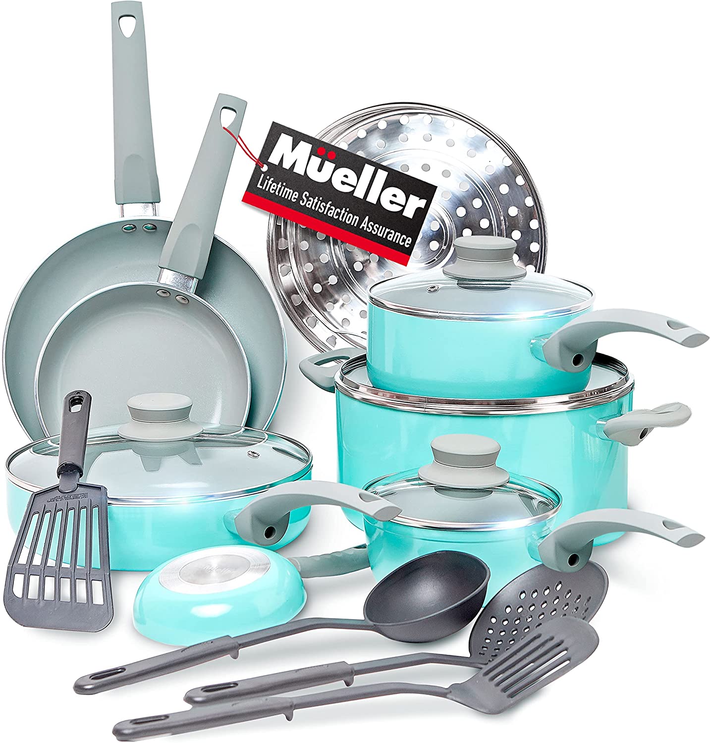 muellerhome_Healthy Stone 16-Piece Cookware Set – Turquoise