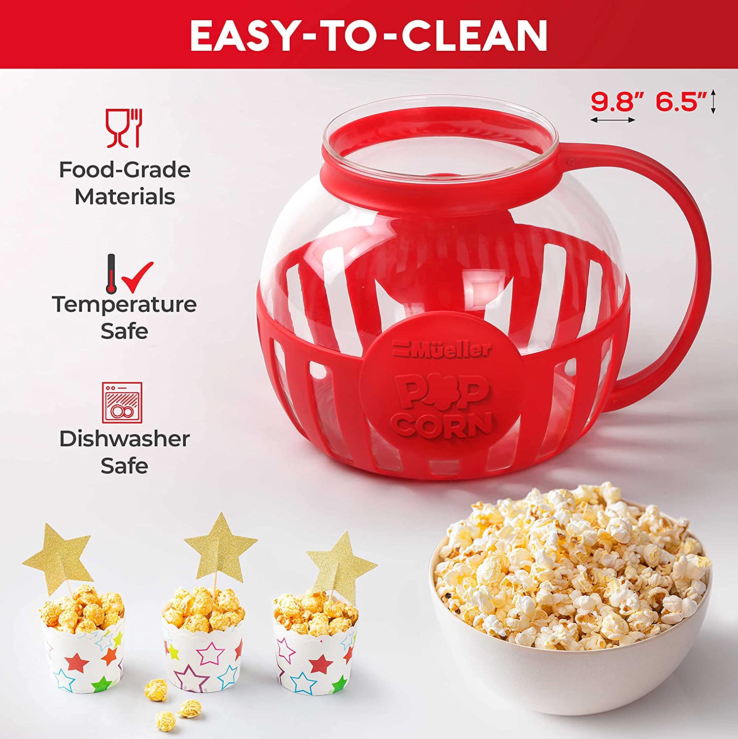 Premium Microwave Popcorn Popper - Red 