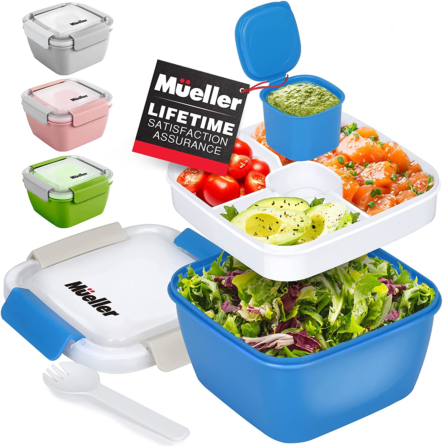 muellerhome_Salad-Container-with-3-Compartments- Blue