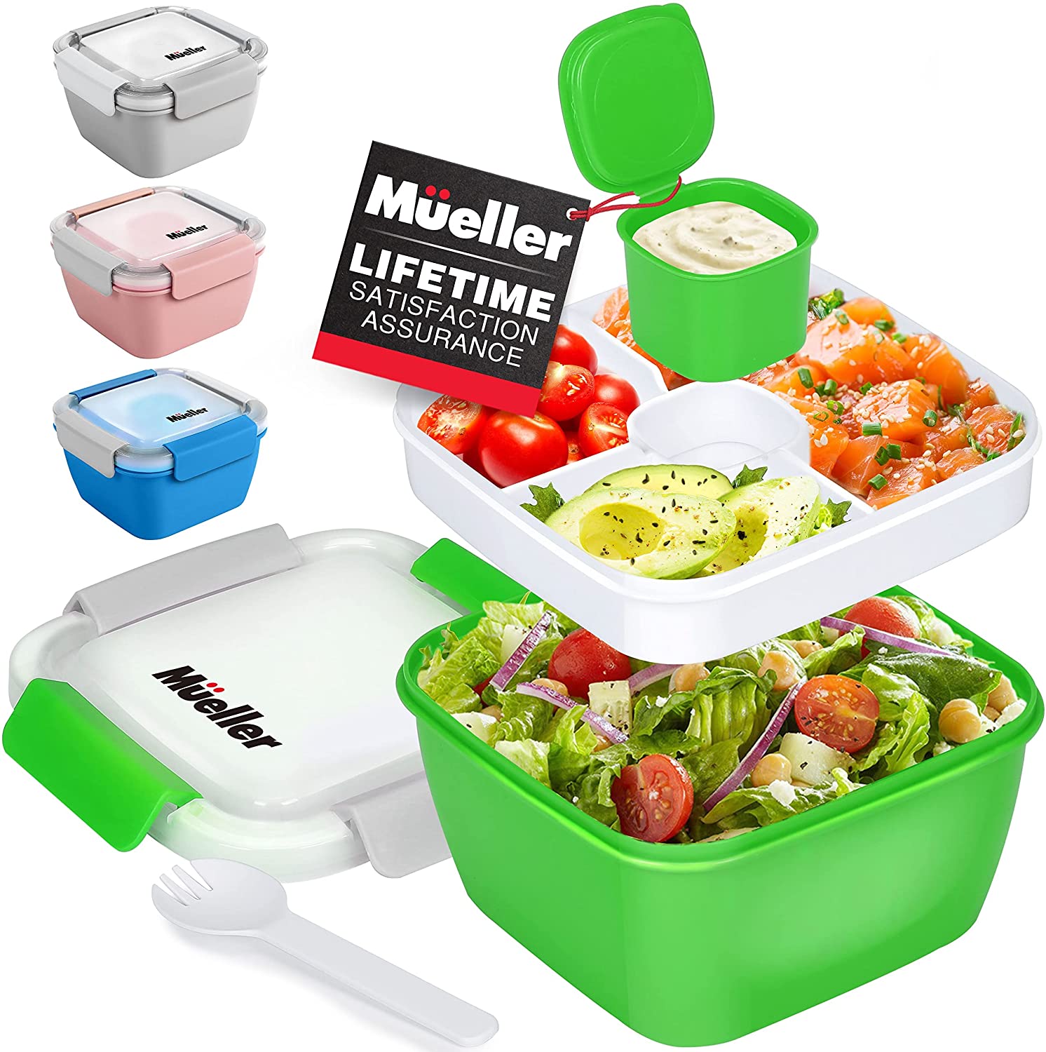 muellerhome_Salad-Container-with-3-Compartments- Green