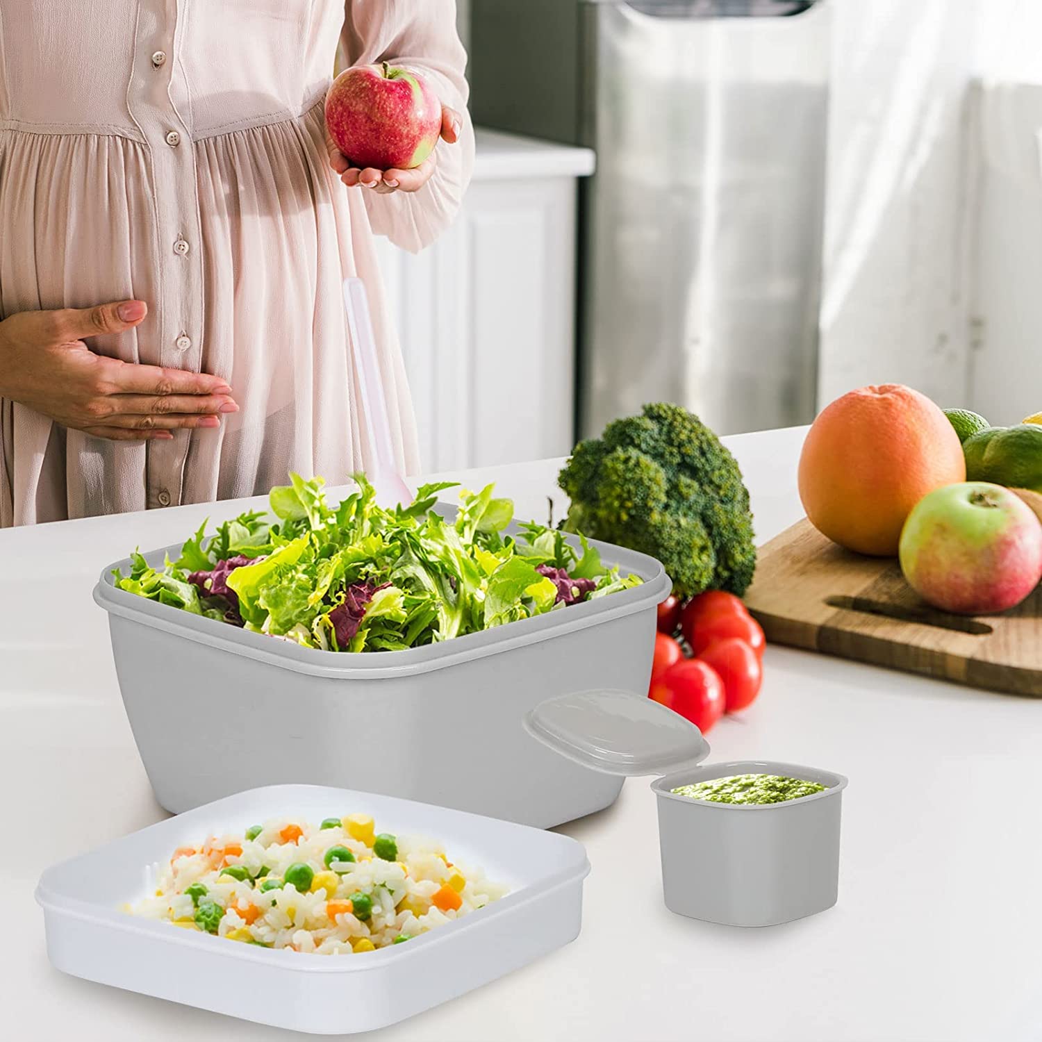 muellerhome_Salad -Container -with -3 -Compartments – Grey-3