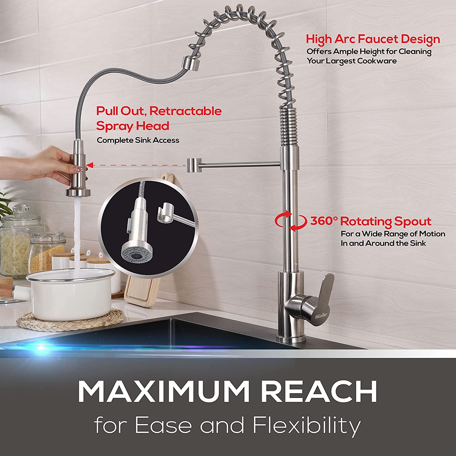 mullerhome_Pull-Down-Single-Handle-Kitchen Faucet – Tall-5