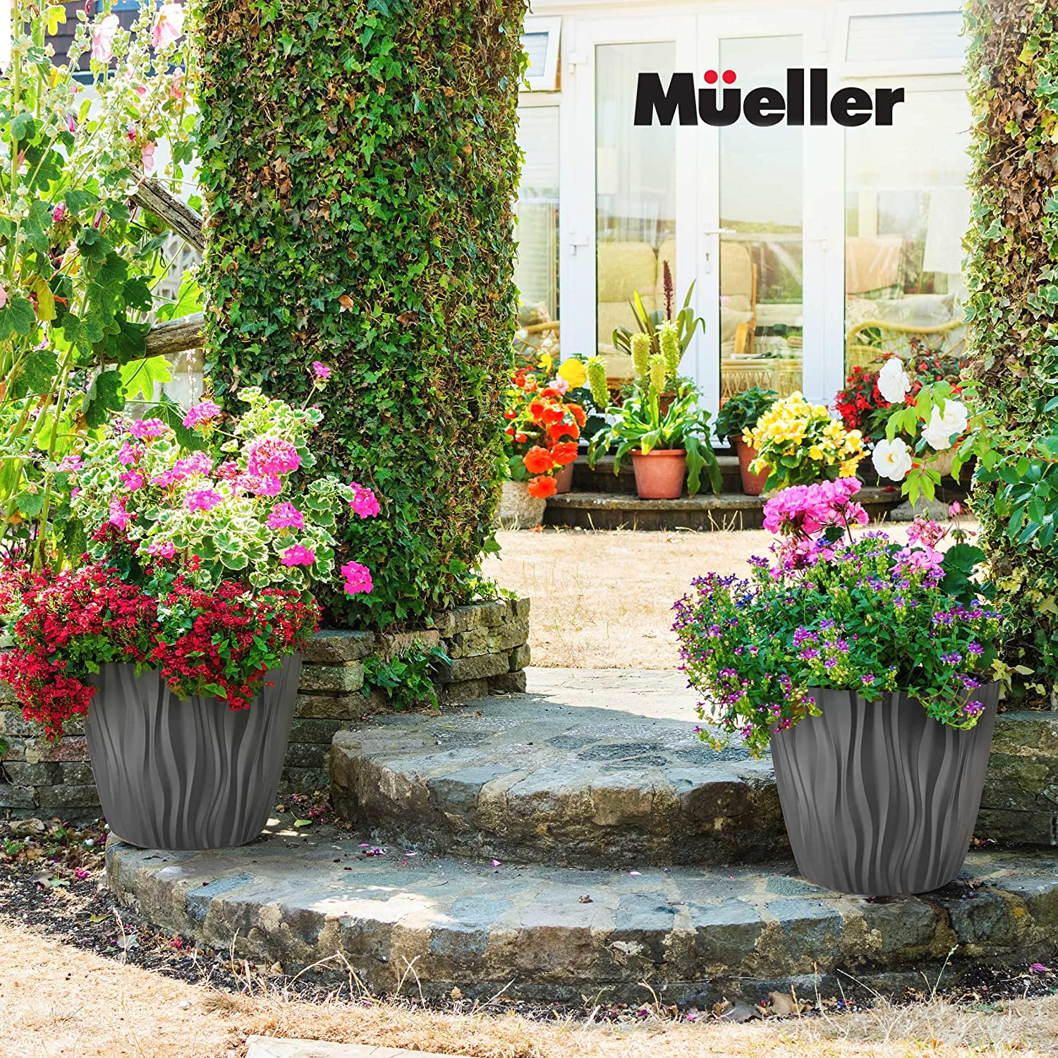 mullerhome_Decorative-Plant-and-Flower-Pots – Extra Large 4 Piece-Gray-Set-6