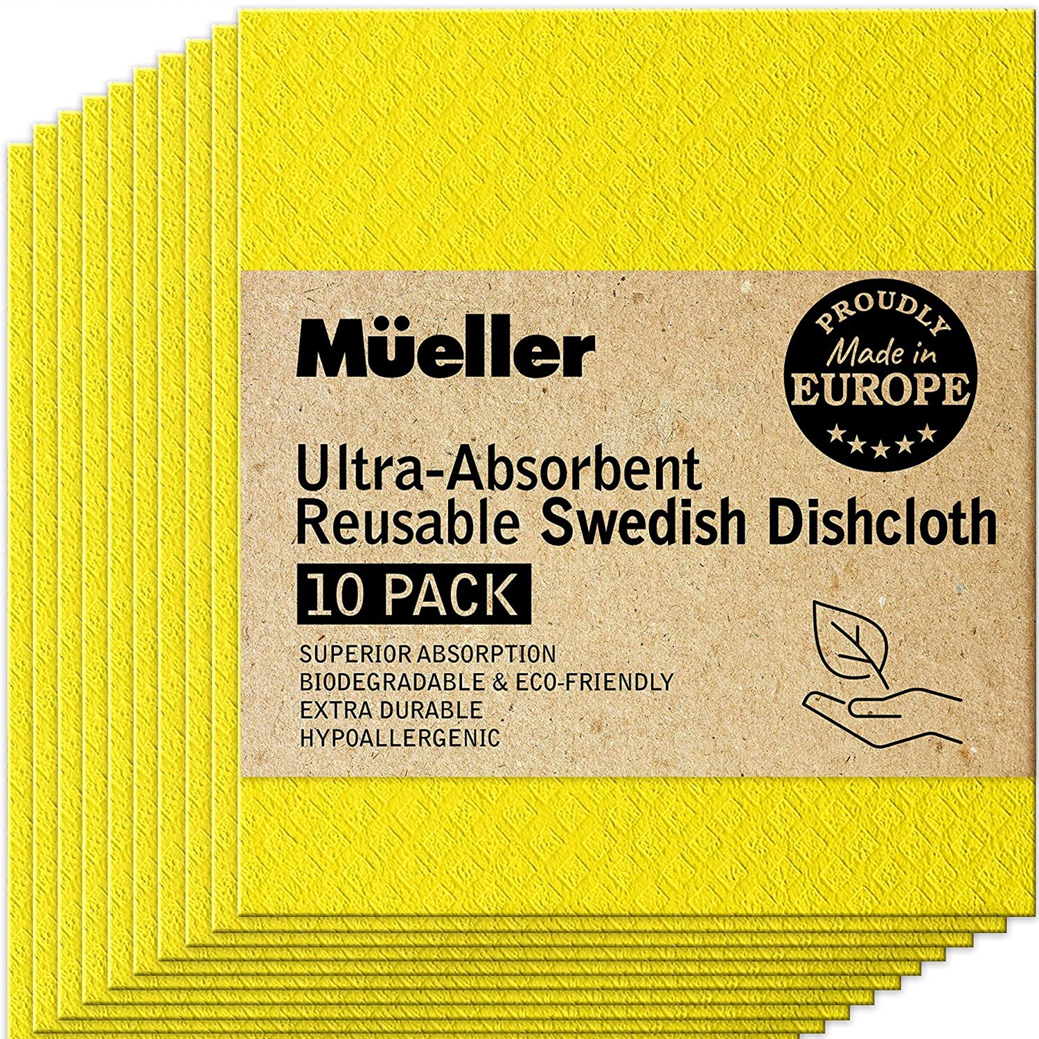 Ultra-Absorbent Reusable Swedish Dish Cloths - 10 Pk Assorted